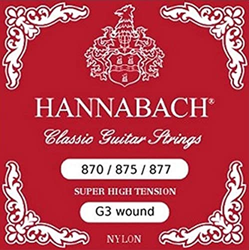 Hannabach Klassikgitarrensaiten G/3 Nylon umsponnen 870SHT Super High Tension Kupfer versilbert