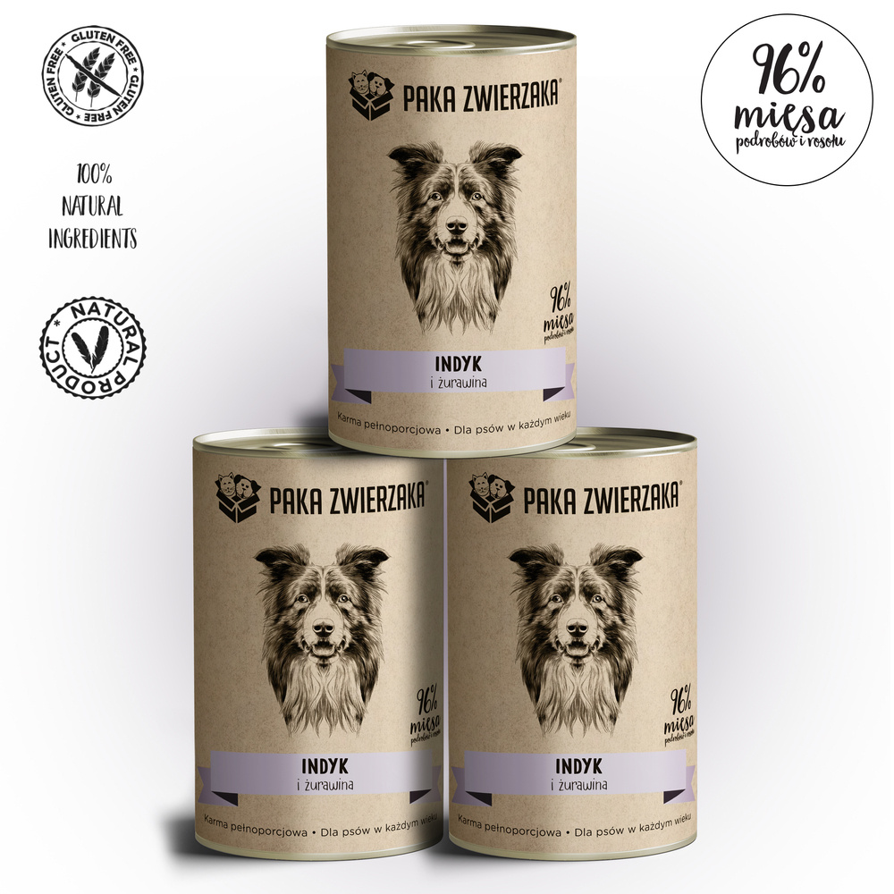 Paka Zwierzaka Paka Zwierzaka Indyk z żurawiną 3x400g 53414-uniw