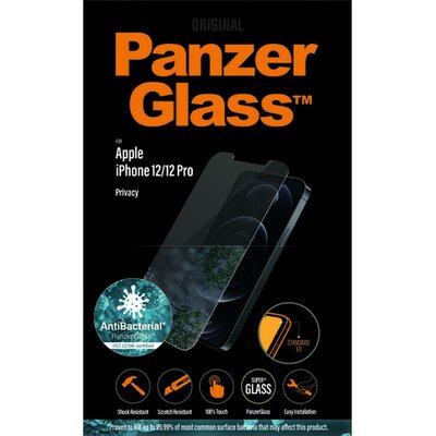 PanzerGlass Szkło hartowane antybakteryjne Privacy Filter iPhone 12 / iPhone 12 Pro, przyciemniane 5711724127083