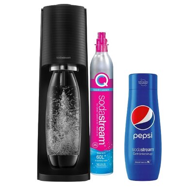 Saturator SODASTREAM Terra Czarny + Syrop Pepsi 440 ml | Bezpłatny transport