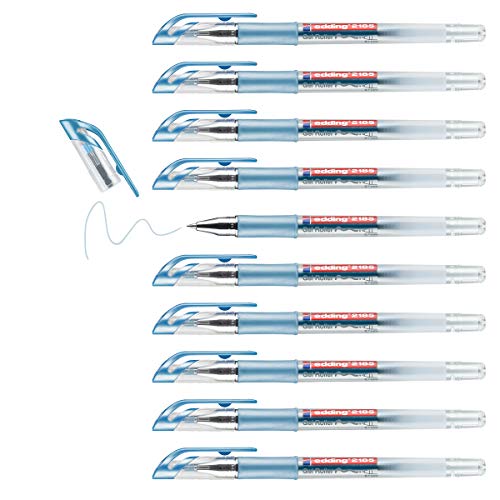 Edding e-2185 żelowe 10 sztuk długopisów atramentowych, końcówka atramentowana metal 0,7 mm niebieski metalik