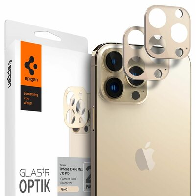 Spigen 2x Oslona aparatu Optik.TR Camera Protector do Apple iPhone 13 Pro 13 Pro Max Gold AGL04034