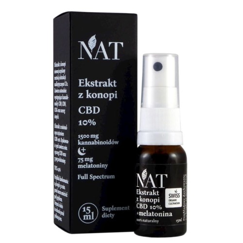 NAT NAT Olejek - ekstrakt z konopi 10% CBD + melatonina 15ml aerozol 21NACOLE10M