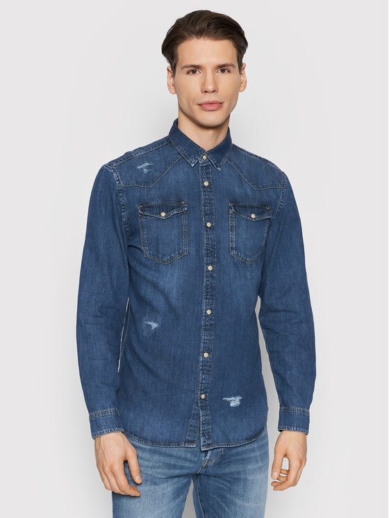 Jack&Jones Koszula jeansowa Sheridan 12188543 Granatowy Regular Fit