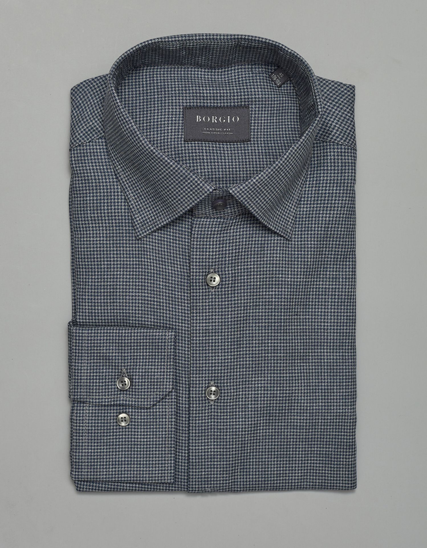 Borgio koszula męska nola 00291 długi rękaw granatowy classic fit