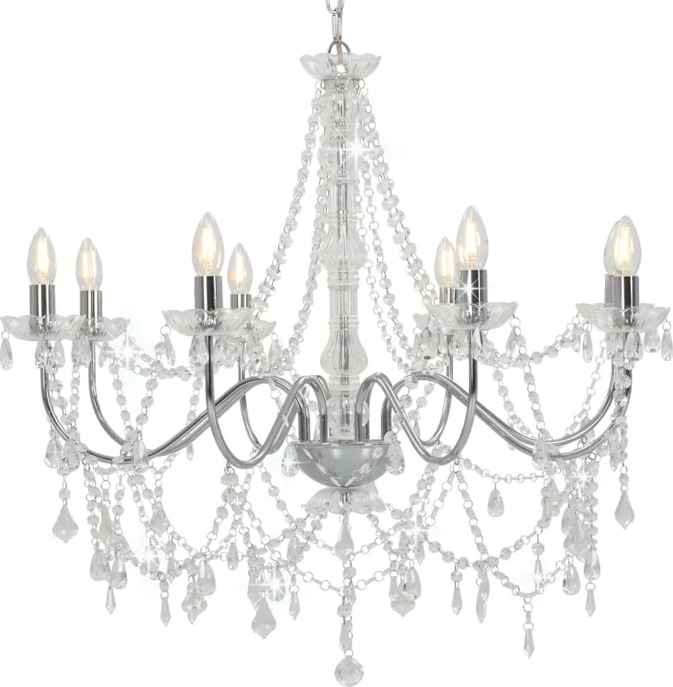 Lampa wisząca Lumes Srebrny żyrandol kryształowy świecznik - EX98-Antos