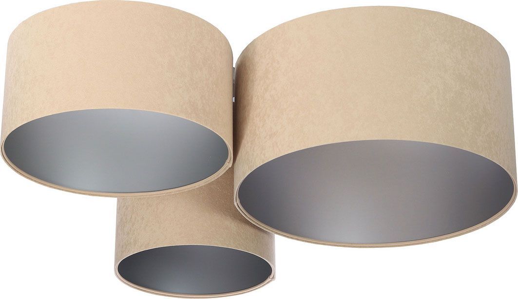 Lampa sufitowa Lumes Beżowo-srebrna okrągła plafoniada - EXX31-Tyrso