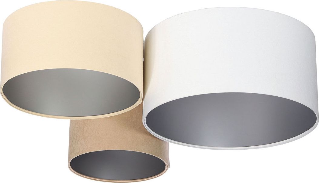 Lampa sufitowa Lumes Biało-beżowy plafon ze srebrnym wnętrzem abażura - EXX35-Prilo