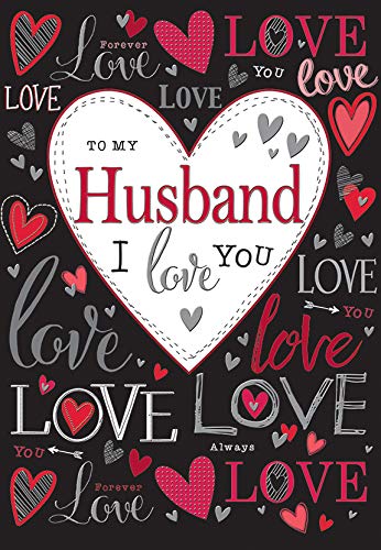 PG 'to My Husband I Love You Love' serce wzór kartka walentynkowa piękny wers A50185
