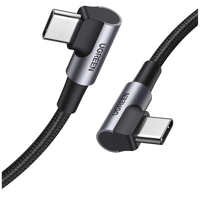 UGREEN kątowy kabel przewód z bocznym wtykiem USB Typ C - USB Typ C Power Delivery Quick Charge FCP 3 A 1 m szary (70529 US323) 70529