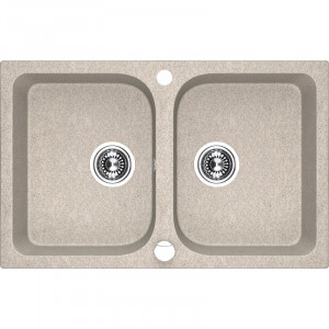 Laveo SBC 420T Zlewozmywak granitowy2 komoryWymiary 480x760x184 mm Wymiar szafki 800 mmWyko$143czenie be$144W zestawie z syfonem Space Saving i korkiem automatycznym