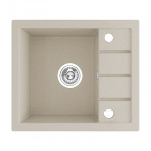 Laveo SBP 413T Zlewozmywak granitowy1 komora z p$1075ociekaczem Wymiary 495x570x185 mm Wymiar szafki 500 mmWyko$1076czenie be$1077W zestawie z syfonem Space Saving i korkiem automatycznym