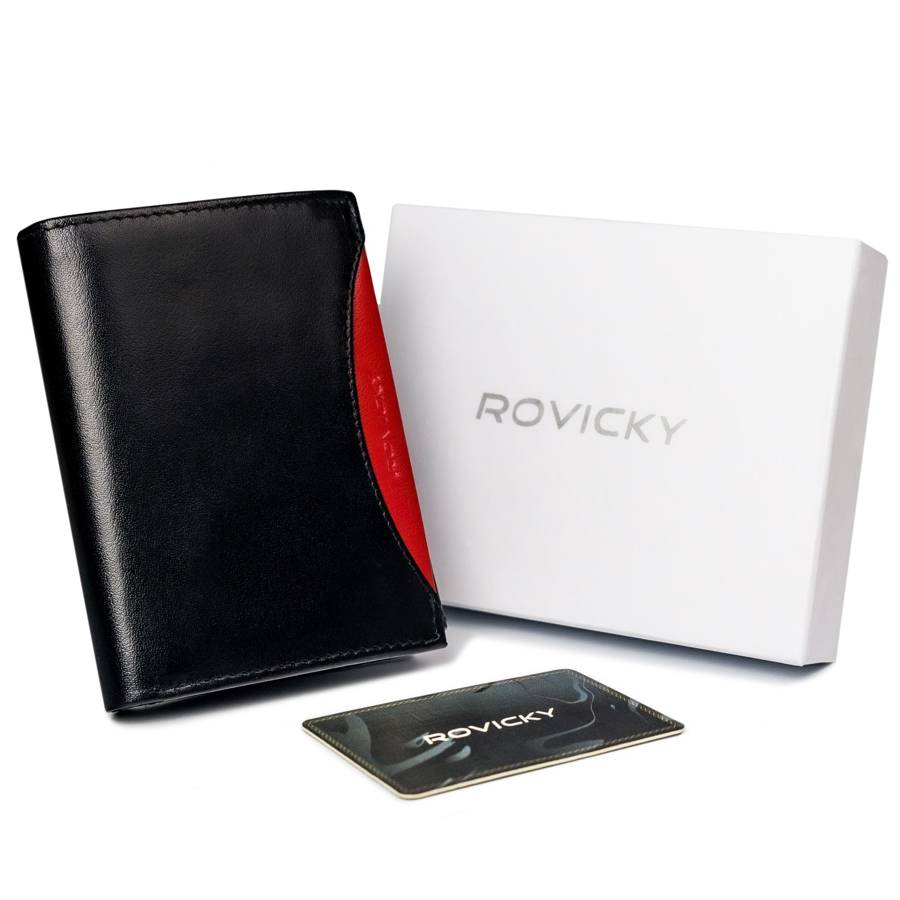 Bogato wyposażony portfel męski z naturalnej skóry licowej RFID — Rovicky