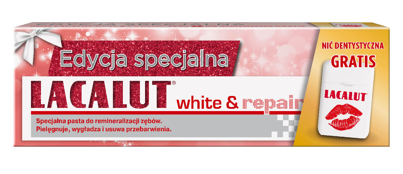 Natur Produkt Pasta do zębów lacalut white & repair 75 ml + nić dentystyczna GRATIS!