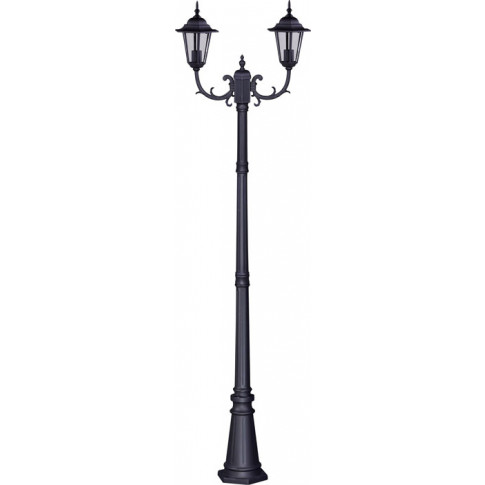 Czarna podwójna stojąca lampa ogrodowa wysoka - S326-Relva