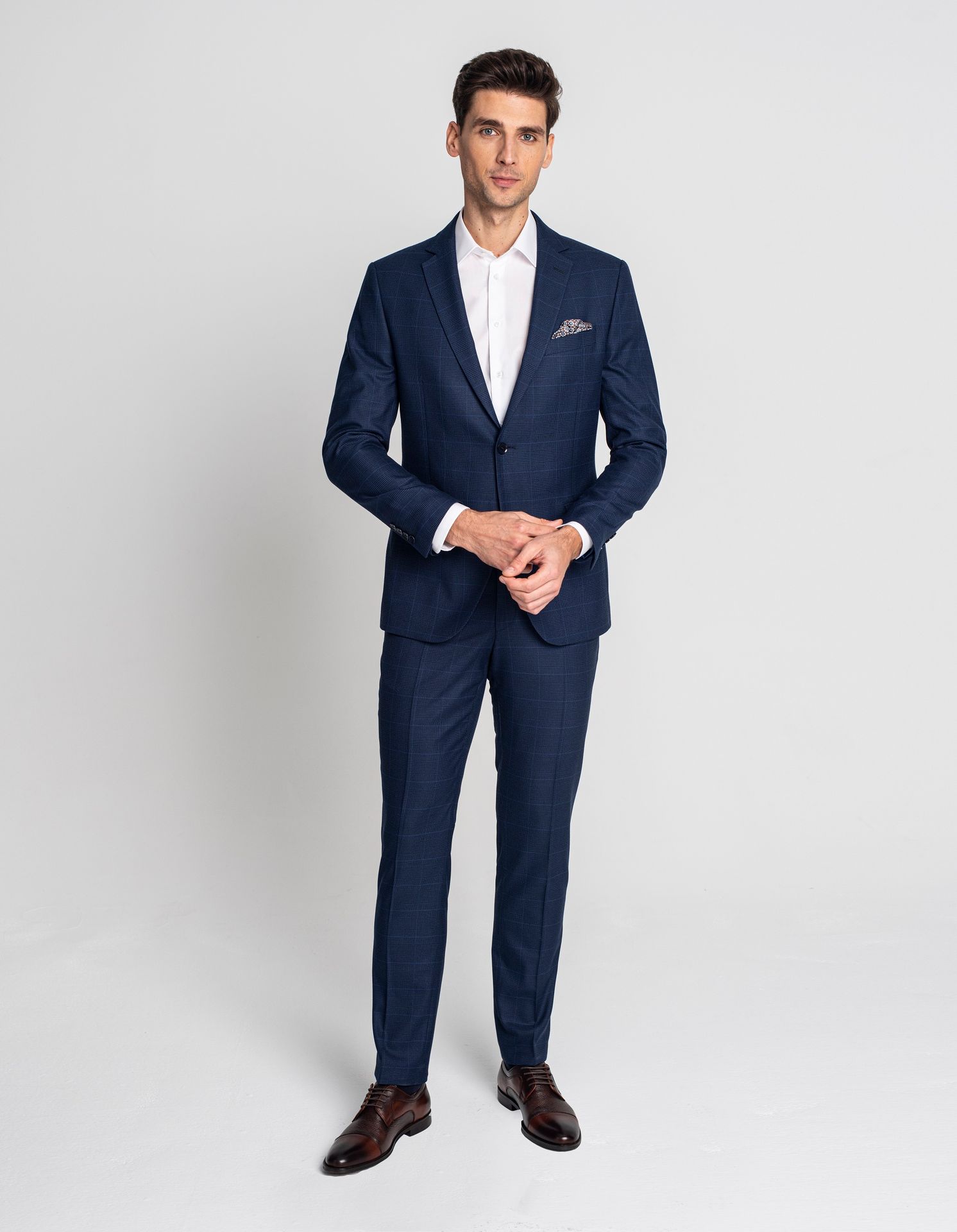 Borgio spodnie vergano granatowy slim fit
