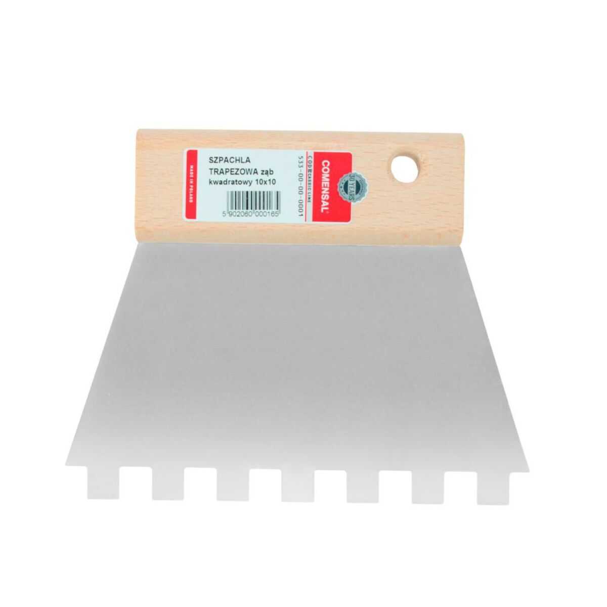 Szpachla trapezowa NIERDZEWNA 15 cm ZĄB 10X10 mm COMENSAL