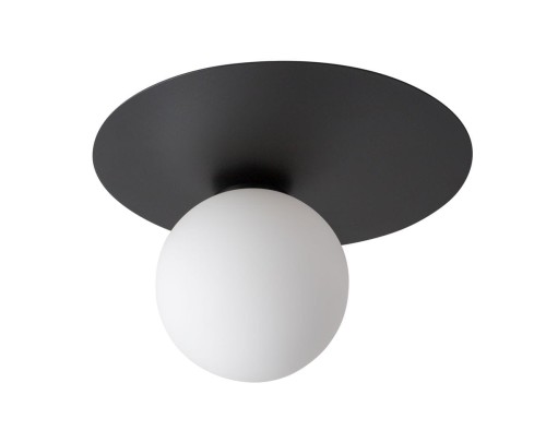 Sigma krótka czarno-biała lampa sufitowa z okrągłym kloszem ARGON 1 33263 pojedyncza lampa na sufit klosz szklana kula 33263