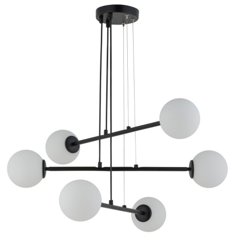 Sigma nowoczesny czarno-biały żyrandol do salonu 33373 BALANS 6 lampa wisząca klosze białe kule do sypialni 33373