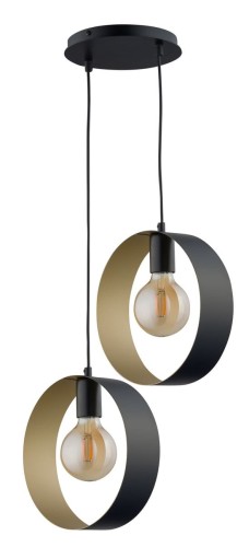 Sigma Stylowa lampa wisząca biura i domu HAPPY E27 60W szer. 38cm czarny złoty 32284