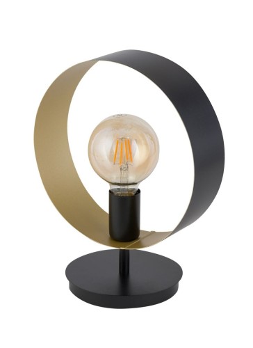 Sigma Stylowa lampa stołowa biura i domu HAPPY E27 60W szer. 25cm czarny złoty 50278