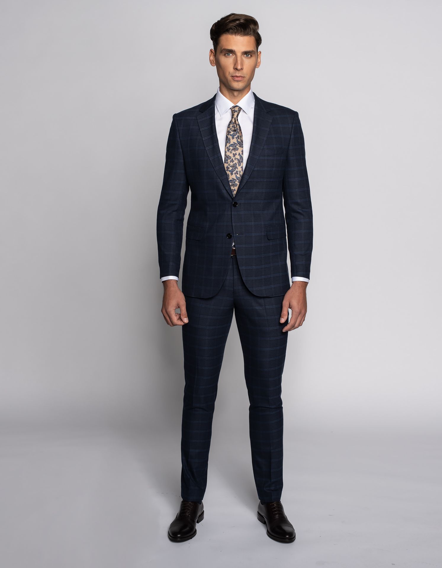 Borgio spodnie viloro granatowy slim fit