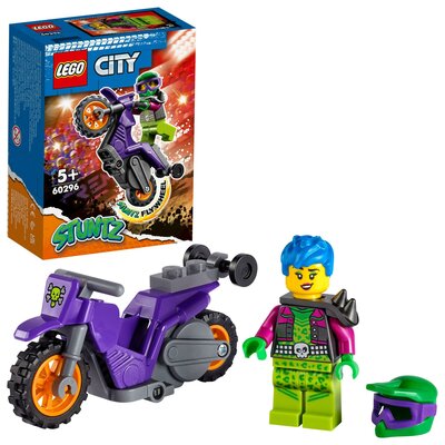 LEGO City Wheelie na motocyklu kaskaderskim zestaw konstrukcyjny (14 elementów) 60296