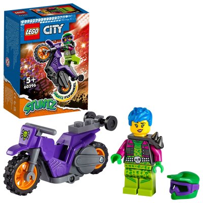 LEGO City Wheelie na motocyklu kaskaderskim zestaw konstrukcyjny 14 elementów 60296