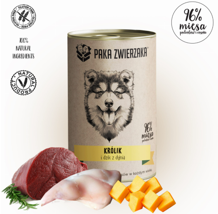 Paka Zwierzaka Paka Zwierzaka Królik i dzik z dynią 400g) 53406-uniw