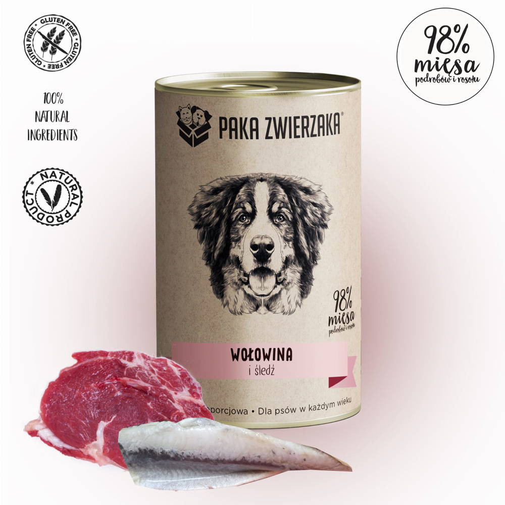 Paka Zwierzaka Paka Zwierzaka Wołowina i śledź 400g) 53407-uniw
