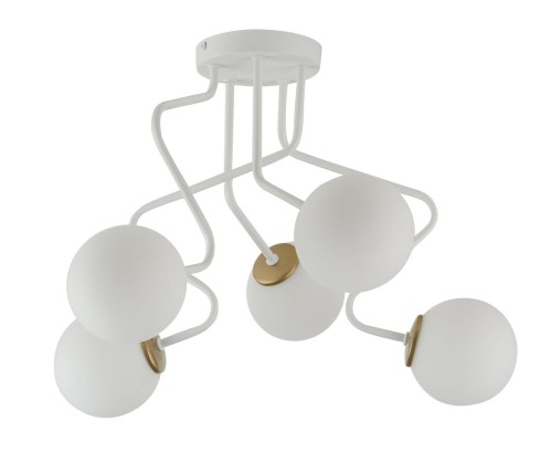 Sigma biało-złota lampa sufitowa szklane kule ZIGZAG 5 33306 biała lampa na sufit krótki żyrandol do sypialni 33306