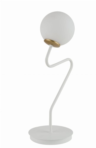 Sigma biało-złota lampka nocna z okrągłym kloszem ZIGZAG 50269 biała lampa stołowa złote dodatki do sypialni 50269
