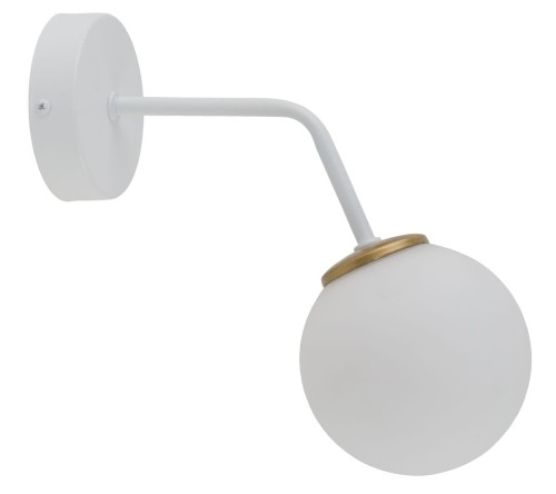 Sigma biało-złota lampa ścienna z okrągłym kloszem ZIGZAG 33307 biały kinkiet loft klosz szklana kula 33307