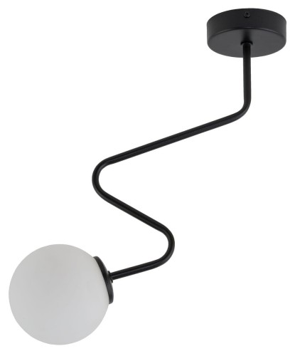 Sigma biała lampa sufitowa z okrągłym kloszem ZIGZAG 1 33304 pojedyncza lampa na sufit klosz szklana kula złote dodatki 33304