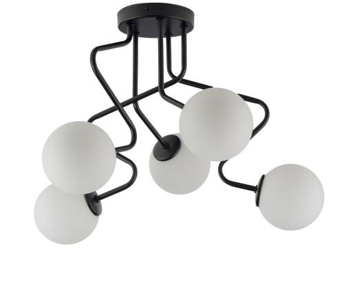 Sigma czarno-biała lampa sufitowa białe kule ZIGZAG 5 33294 czarna lampa na sufit krótki żyrandol do pokoju 33294