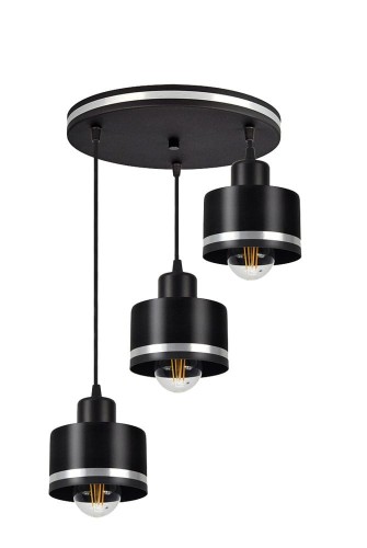 Candellux Wama lampa wisząca 3-punktowa czarna/chrom 33-00484 33-00484