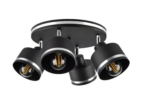 Candellux Wama lampa sufitowa (spot) 4-punktowa czarna/chrom 98-00453 98-00453