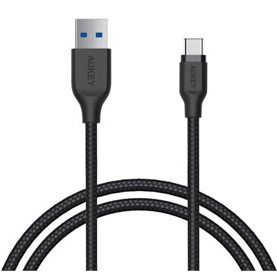 AUKEY Kabel Quick Charge CB-AC1 czarny nylonowy szybki USB C-USB 3.1 1.2m CB-AC1 BLACK