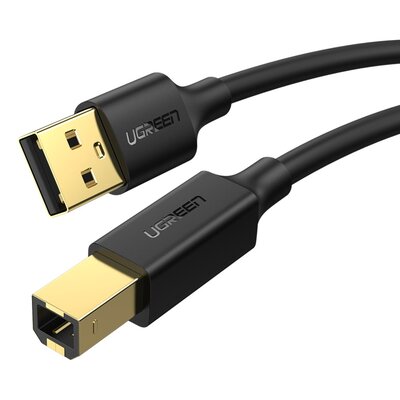 Ugreen Kabel USB 2.0 A-B UGREEN US135 do drukarki, pozłacany, 5m (czarny) UGR498BLK