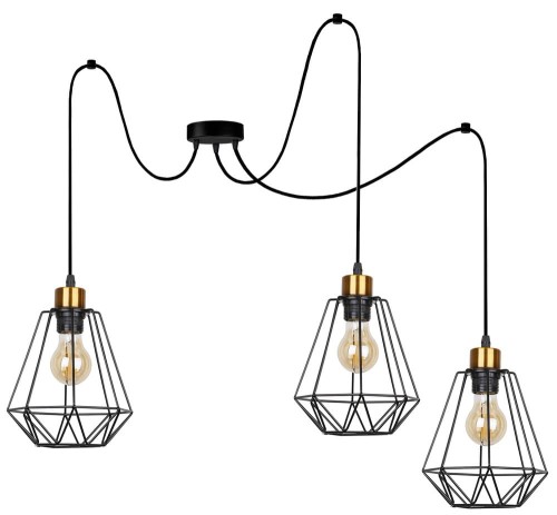 Candellux Primo P lampa wisząca 3-punktowa czarna/złota 33-00293