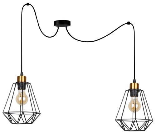 Candellux Primo P lampa wisząca 2-punktowa czarna/złota 32-00286