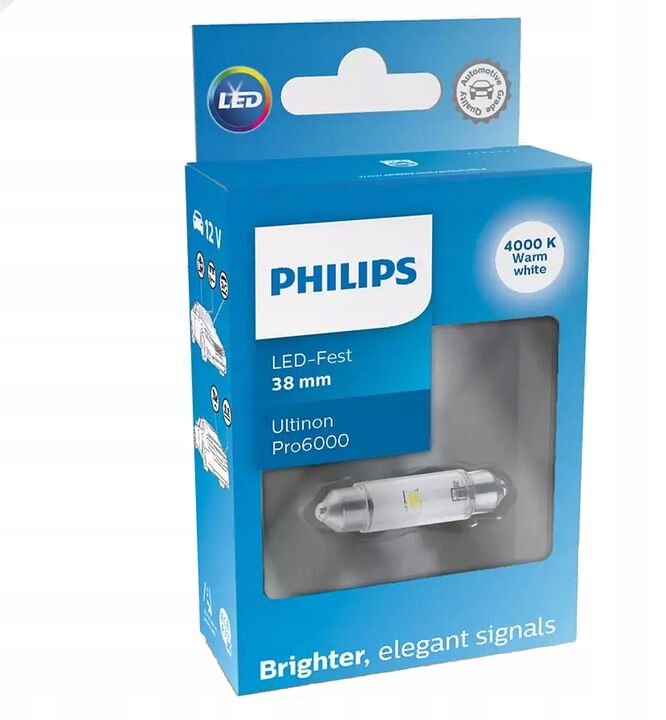 PHILIPS LED Festoon 38mm 4000k Ultinon Pro6000SI