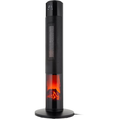 TEESA Termowentylator kolumnowy PTC z funkcją imitacji kominka pilot Czarny TSA8051