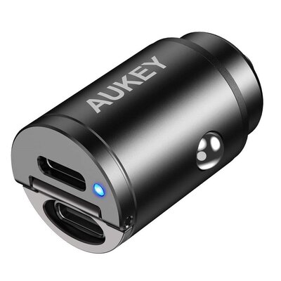 Aukey Ładowarka CC-A4 Ładowarka Samochodowa 30W 2xUSB-C QC3.0 CC-A4