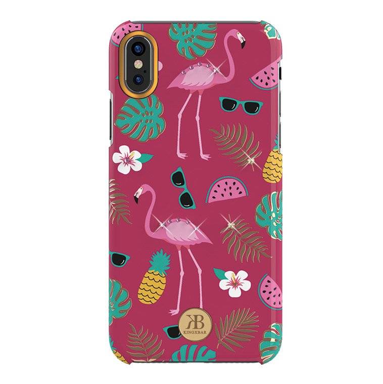 Kingxbar Blossom etui ozdobione oryginalnymi Kryształami Swarovskiego iPhone XS Max różowy