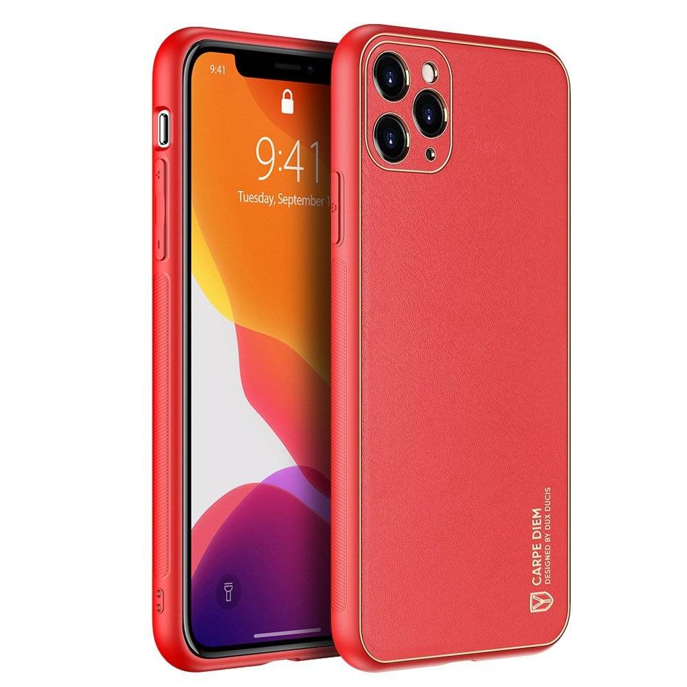 Dux Ducis Yolo eleganckie etui pokrowiec ze skóry ekologicznej iPhone 12 Pro czerwony