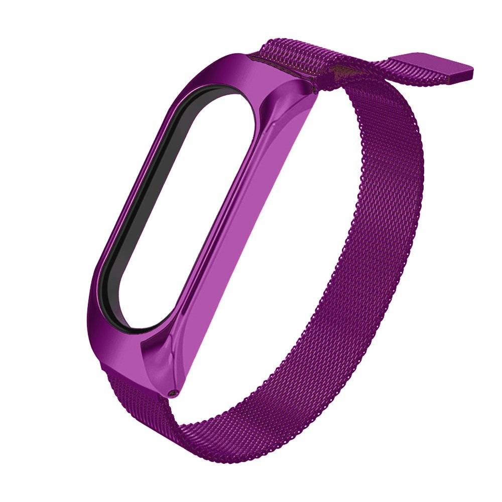 Zamienna metalowa opaska bransoleta magnetyczna pasek do Xiaomi Mi Band 6 / Mi Band 5 / Mi Band  4 / Mi Band 3 fioletowy