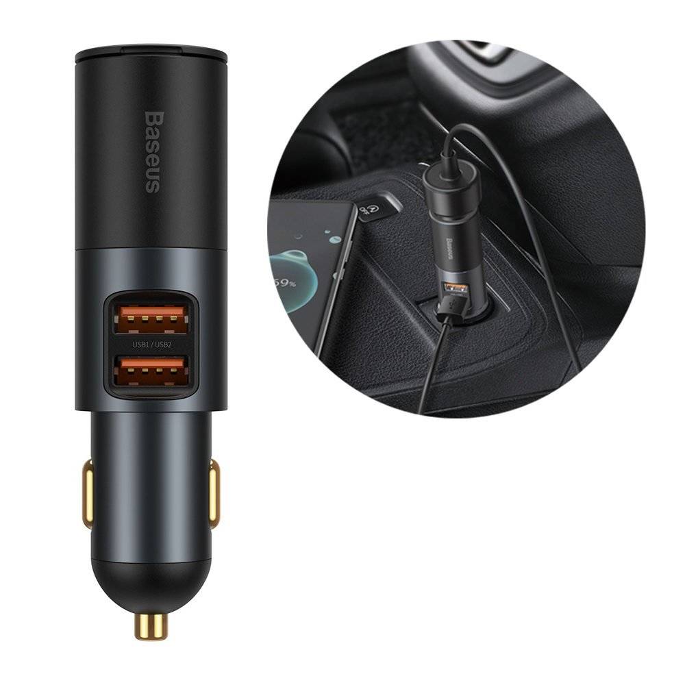Baseus Share Together ładowarka samochodowa 2x USB / gniazdo zapalniczki 120W Quick Charge Power Delivery szary (CCBT-D0G)