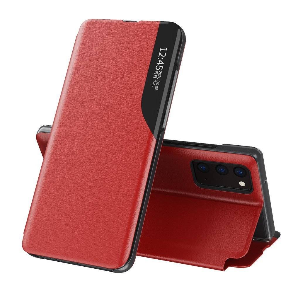 Eco Leather View Case elegancki futerał etui z klapką i funkcją podstawki Samsung Galaxy A12 / Galaxy M12 czerwony