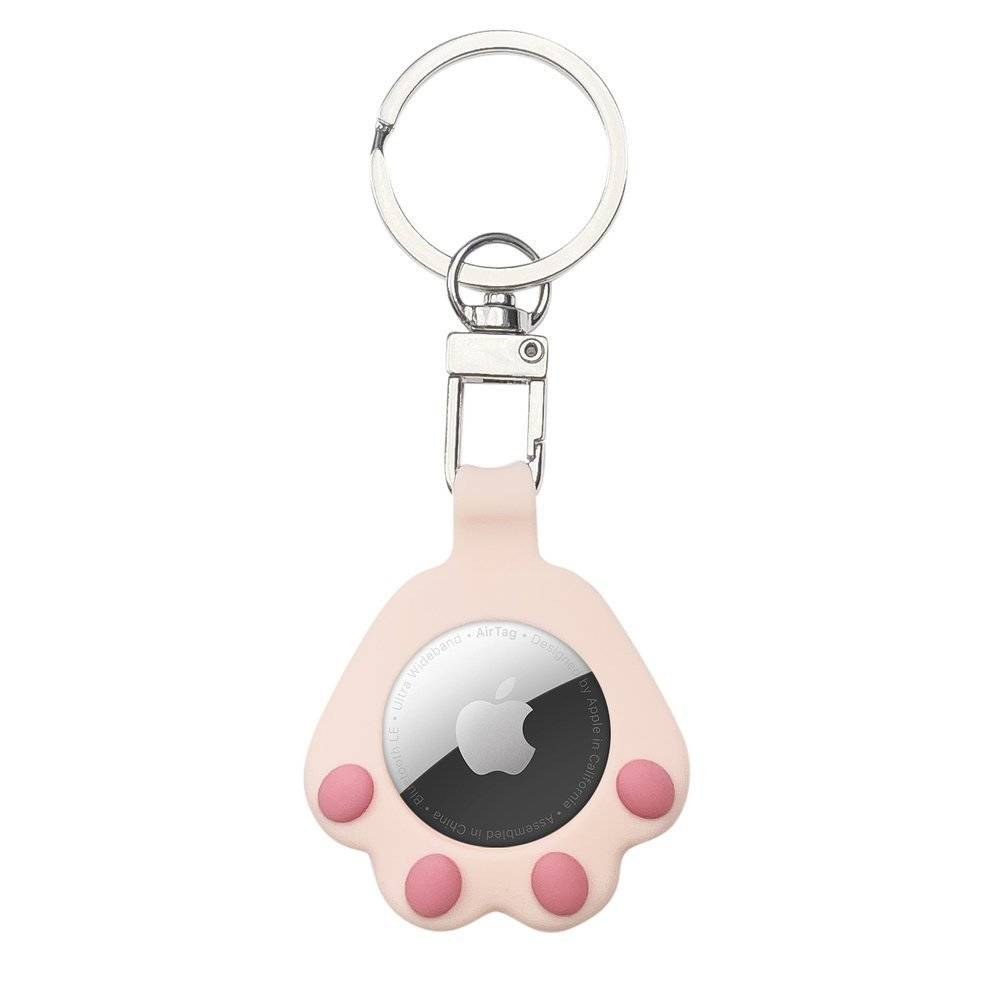 Cat Paw AirTag Case silikonowe etui brelok zawieszka do AirTag kocia łapka różowy
